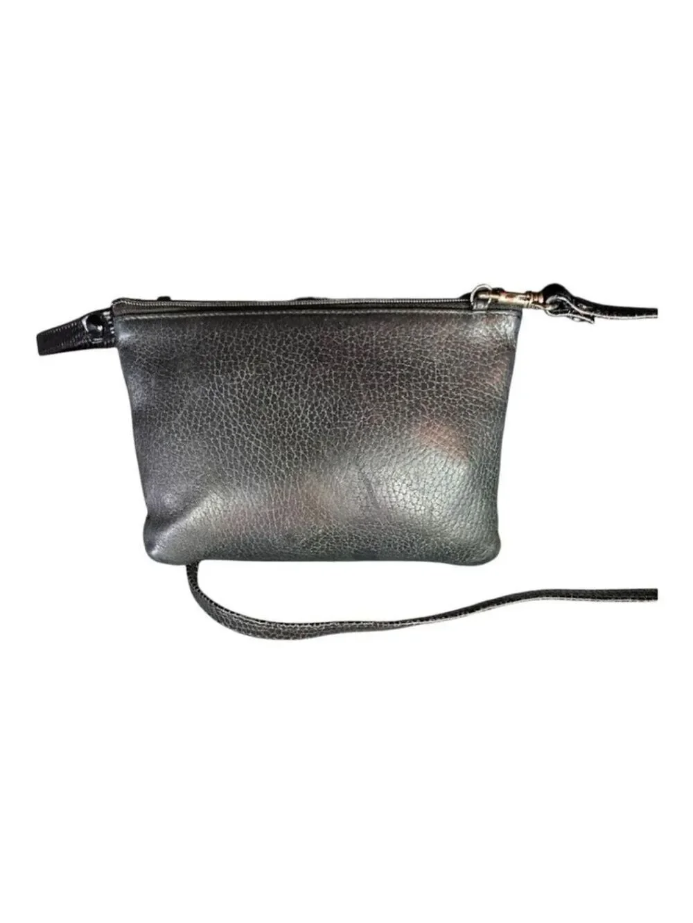 Brighton One Size Black Brown Croc Embossed Leather Crossbody Bag - Picture 6 of 15
